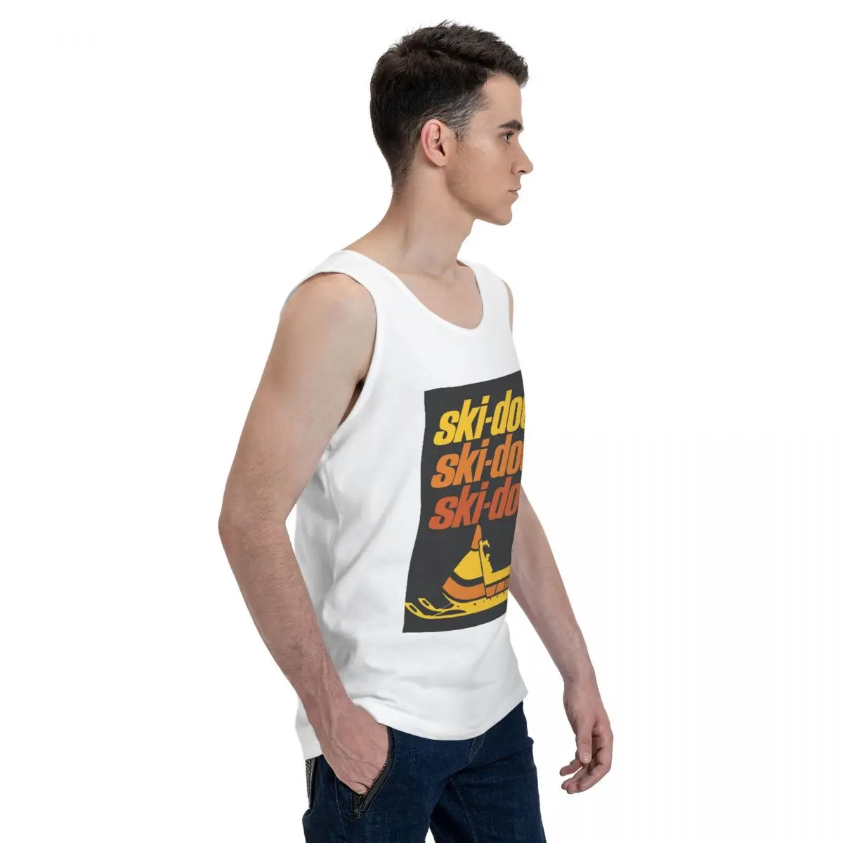 Ski Doo Vintage Snowmobiles 100% Cotton Men's Sweatshirt Vest Sleeveless Clothing Tees Men Tank Tops T-shirt