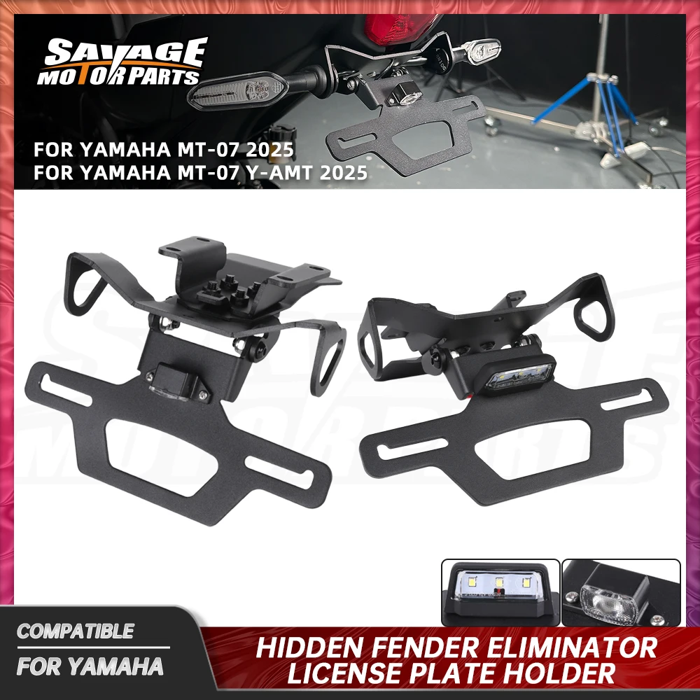 

MT07 2025 Hidden License Plate Holder For Yamaha MT-07 MT 07 Y-AMT Motorcycle Adjustable Tail Tidy Fender Eliminator LED Light