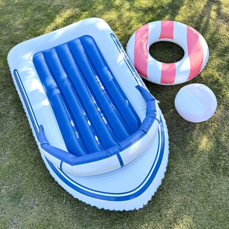 Boat-shaped float inflatable boat swimming ring beach ball three-in-one set, playing in the water