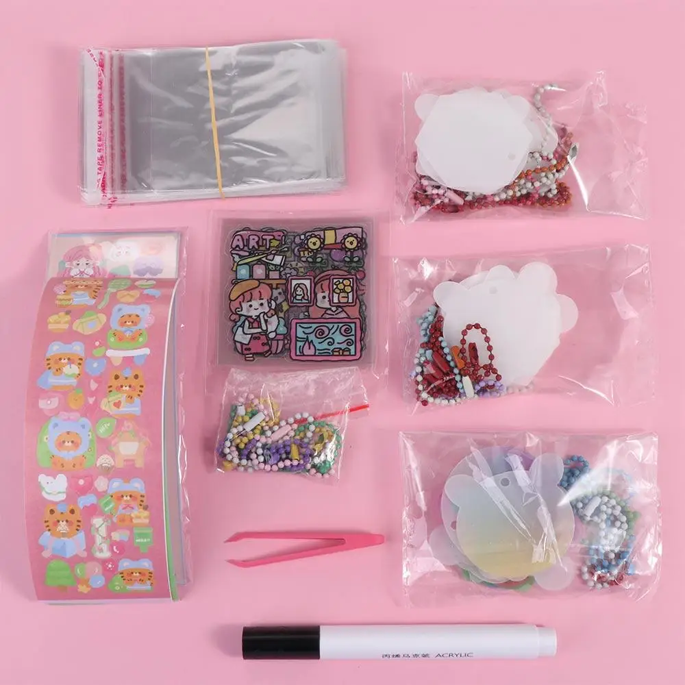 Hand Account Material Goo Card Sticker Set DIY Keyring Guka Sticker Set DIY Keychain Making Kit DIY Handbook Material Sticker