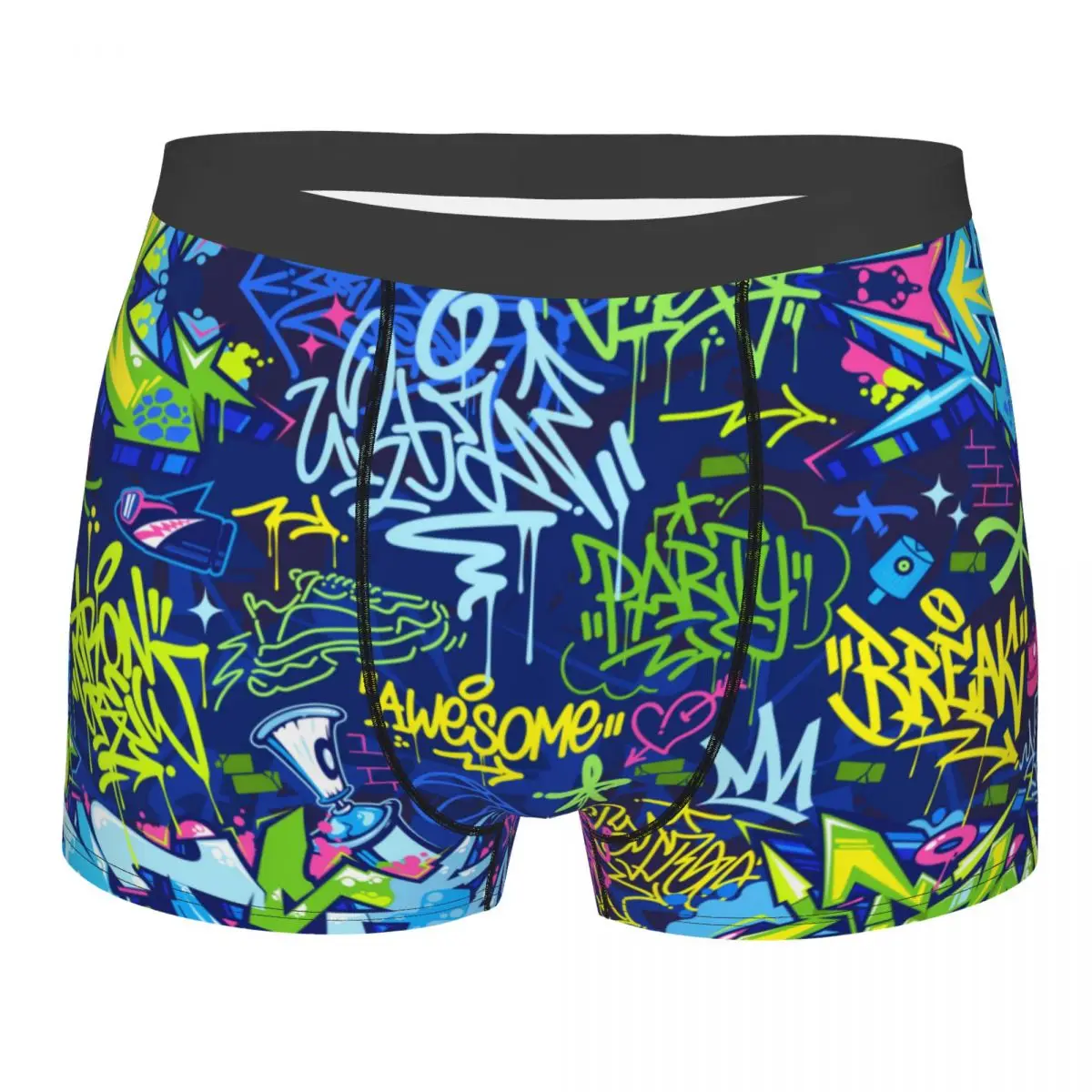 Custom Abstract Urban Style Hiphop Graffiti Street Art Underwear Men Sexy Print Boxer Briefs Shorts Panties Soft Underpants