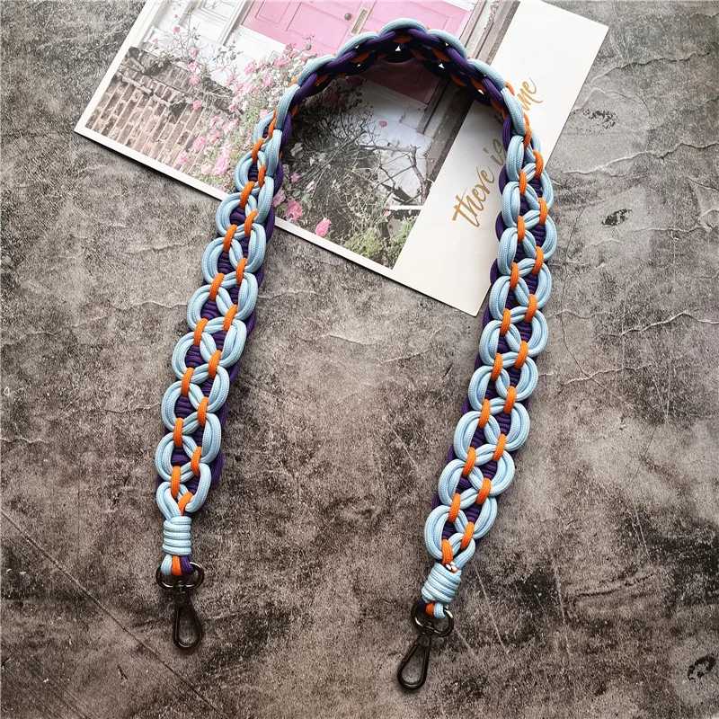 حقيبة كتف حزام اليدوية مخصص الحبل الأسود معدن كيرينغ حزام الهاتف Diy بها بنفسك سلسلة المفاتيح الخلوية للحقائب استبدال الملحقات