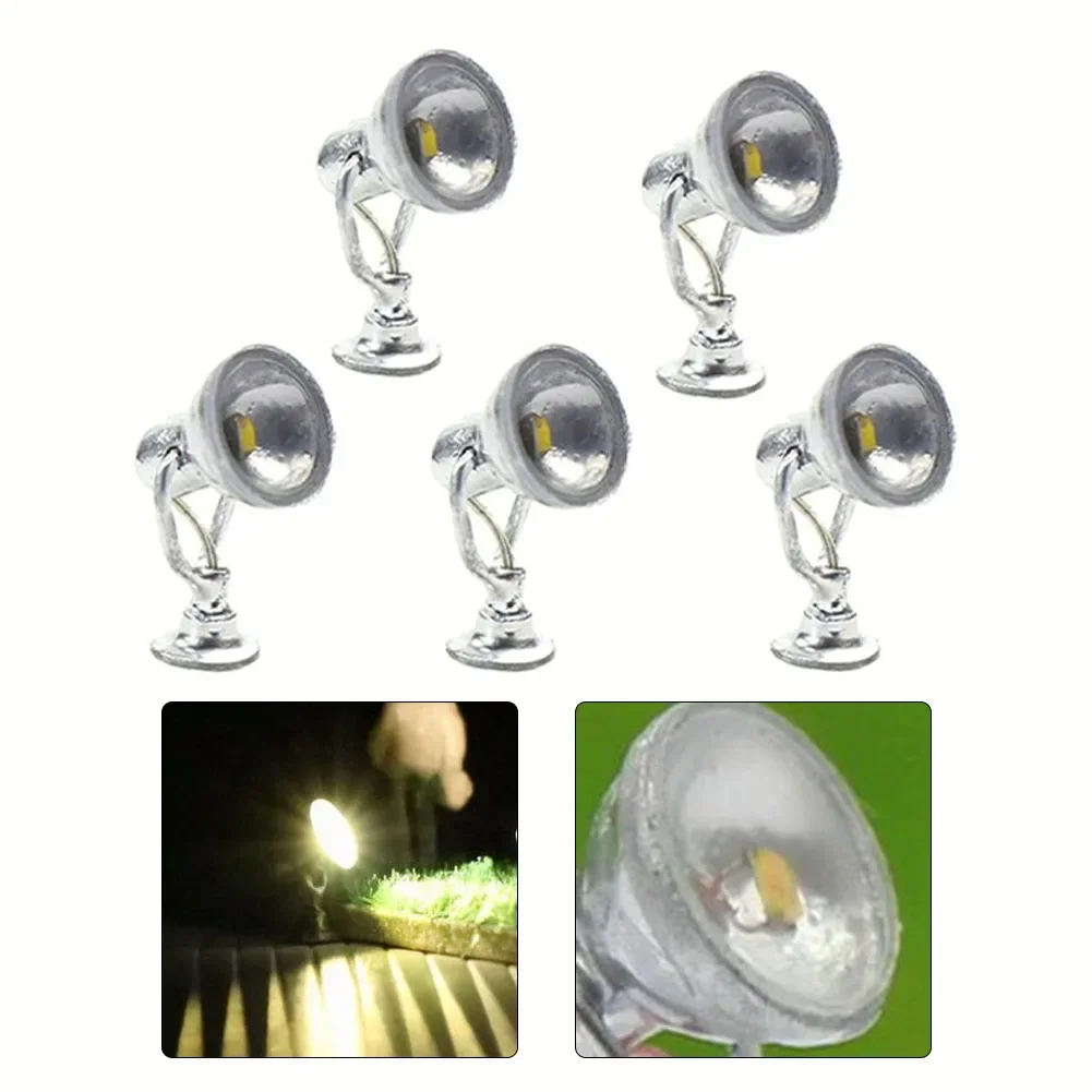 LYM20 5pcs Model Railway 187 Lamp Spotlight Flood Lights HO Scale Warm White LEDs Perfect For Nighttime Railway Scenarios