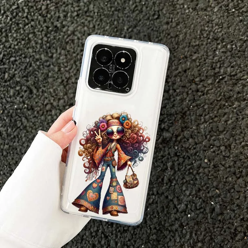 

Beautiful cartoon girl For Xiaomi 17 15 14 13 12 12S 12X 12T 11 11T Pro max Lite ultra TPU Transparent Phone Case