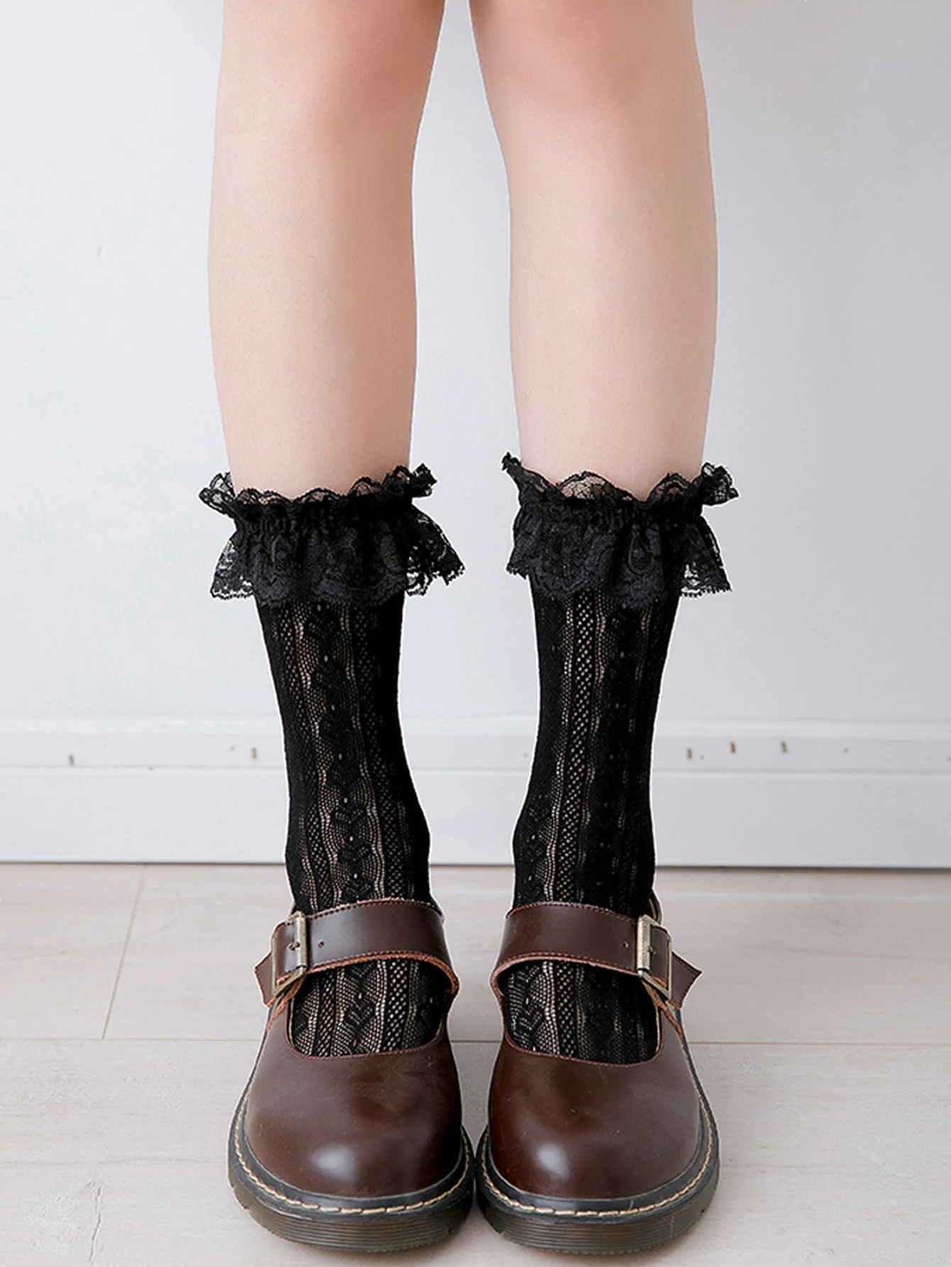 جوارب نسائية مثيرة من الدانتيل على الطراز الياباني ، رقيقة جدًا ، شفافة ، طاقم شبكي مجوف ، هاراجاكا ، جوارب طويلة ريترو ، موضة صيفية #4