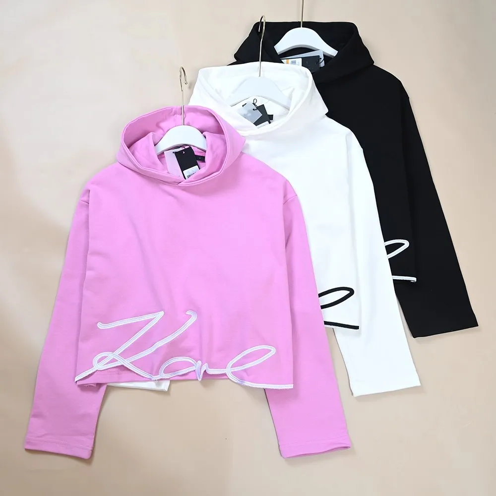 سترة بقلنسوة من القطن المطرز بأحرف متوسطة من Ker American Sle للسيدات، سترة بقلنسوة طويلة ومريحة