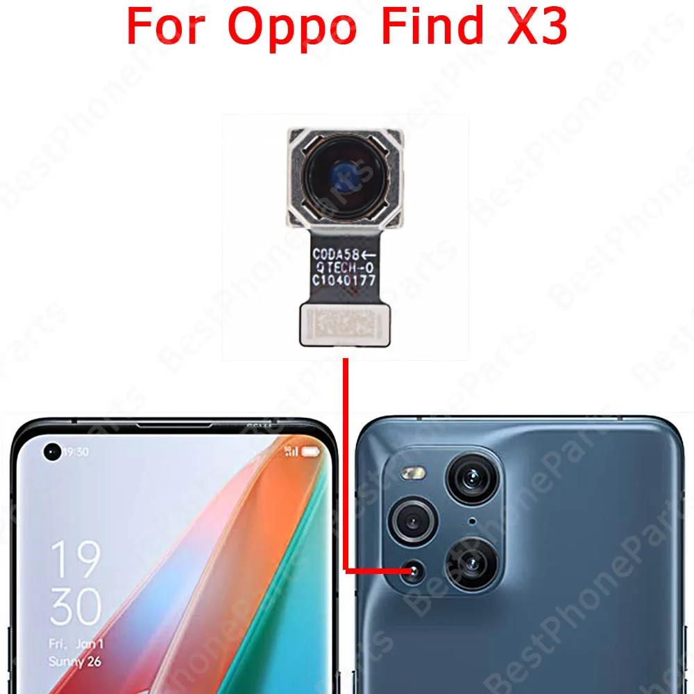 Selfie Back View Facing Front Camera For OPPO Find X3 Lite Pro Neo Rear Big Camera Module Flex Cable Repair Spare Parts