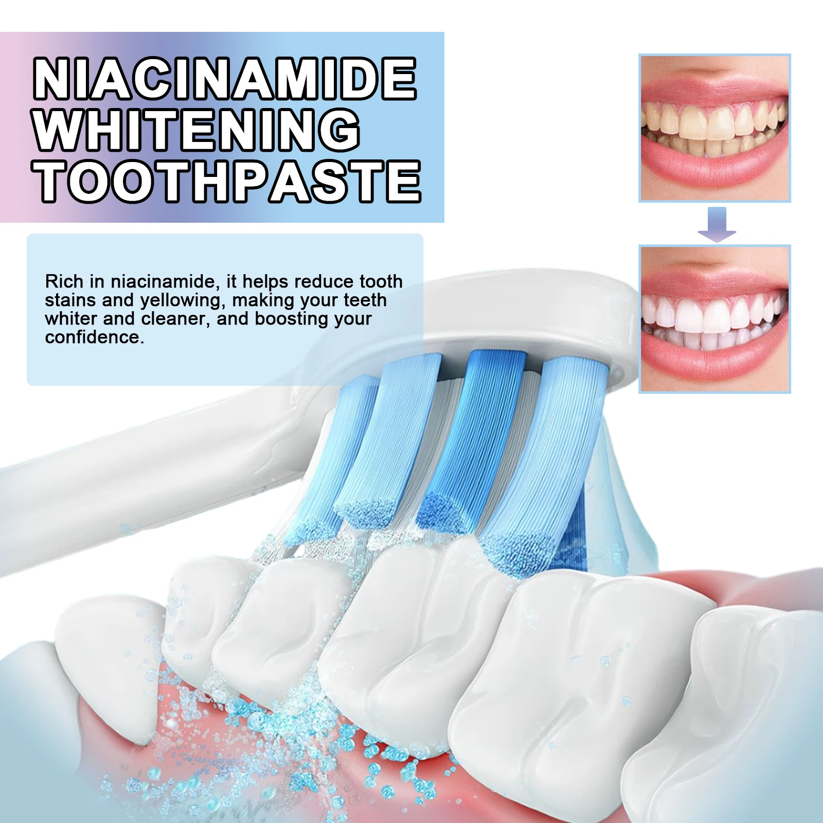 AMZ Niacinamide Whitening Toothpaste for Dental Stains Removal Bad Breath Prevention Oral Cleaning with Refreshing Plaque