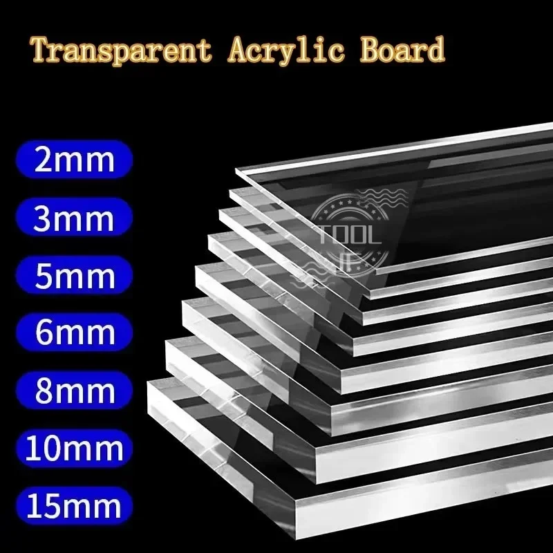 

Transparent Plexiglass Plate Clear Acrylic PMMA Board Plastic Sheet Organic Glass for Display Box 100x100MM ​Thickness: 1-15mm