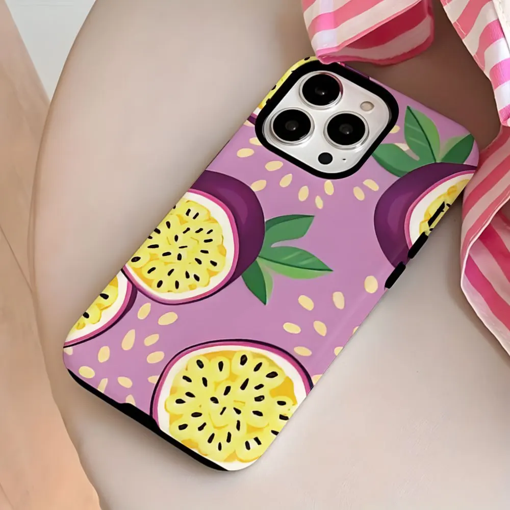Summer Passion Fruit Fresh Aesthetic 2-in-1 Phone Case Anti-drop For iPhone 17 16e 16 15 14 13 12 11 8 7 X XS XR Plus Pro