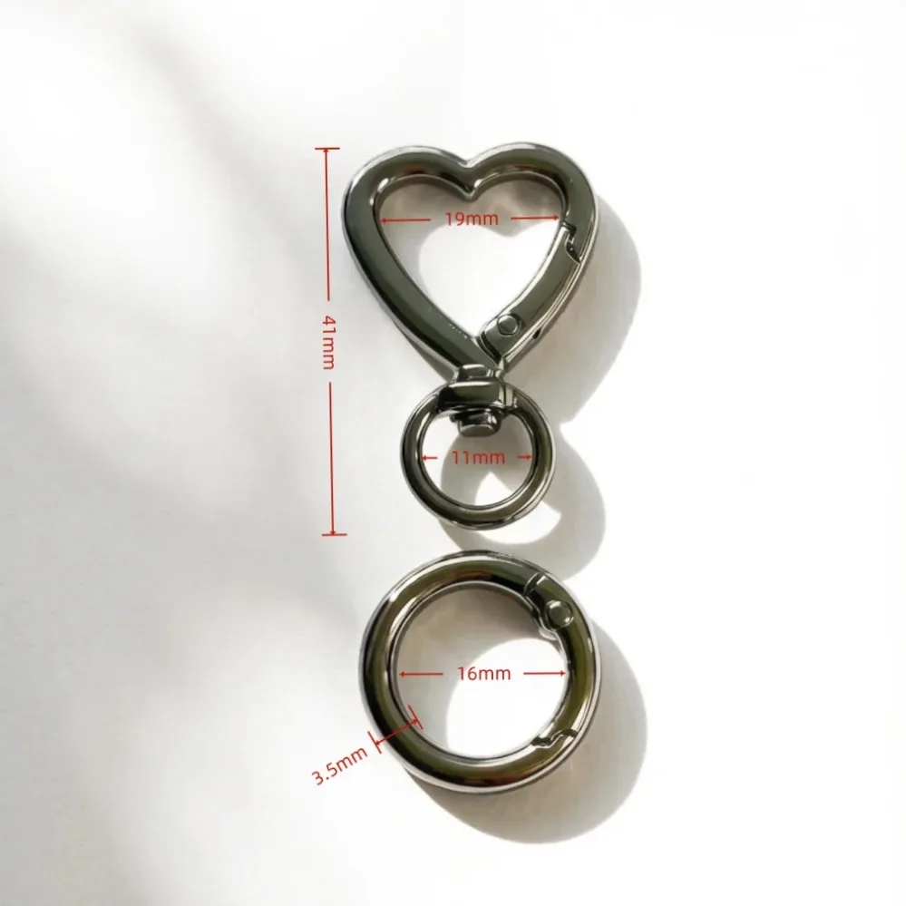 2-50Pcs Metal Heart Shape Keychain DIY Hanging Buckle Key Ring Spring Snap Keychain Clip Hanging Buckle Key Chains Accessories