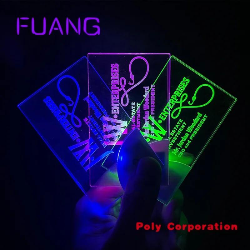Custom New design custom holographic glowing light card printing luxury led acrylic business card with led