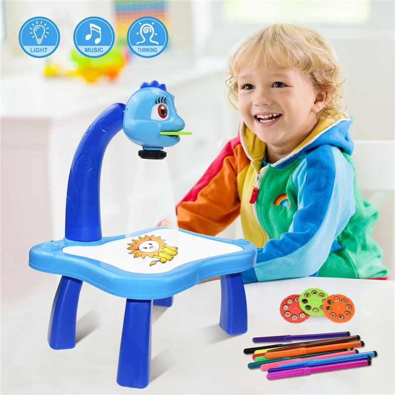 

Children LED Projector Art Painting Table Toy Multifunction Children WordPad Arts Crafts Education To Study Painting Tools