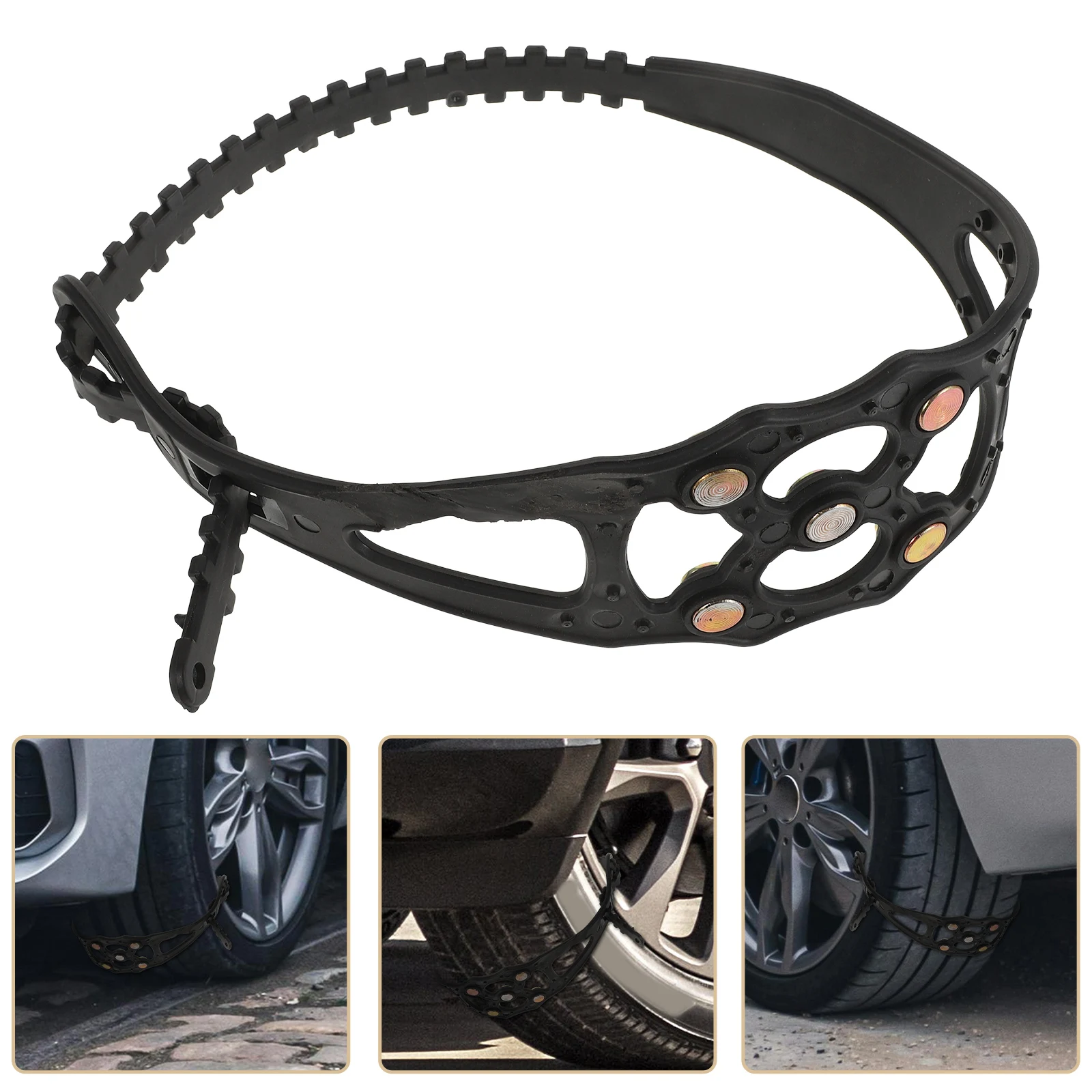 

Universal Car Tire Snow Chains Anti-Skid Cable Traction Chains For Suv Trucks Emergency Winter Driving Black Reusable