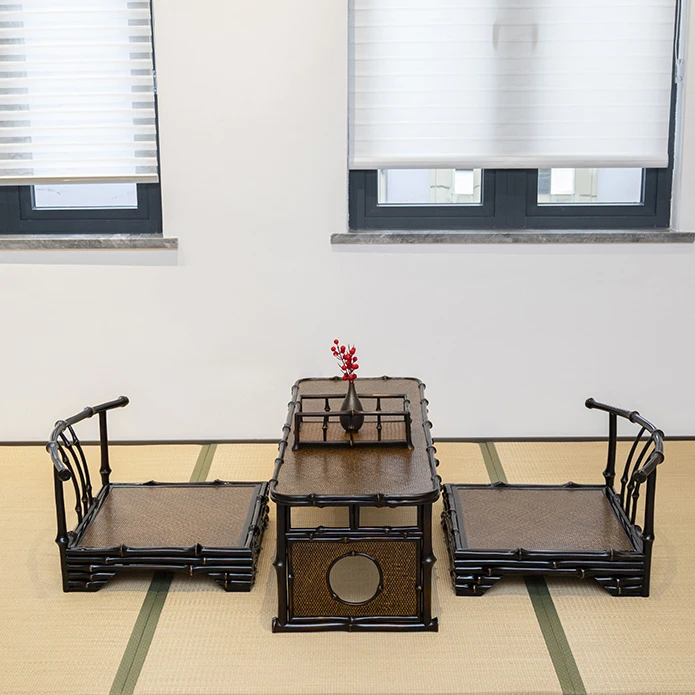 Exquisiter niedriger Qiongzhu-Tisch im Zen-Stil, modernes chinesisches Design, geeignet für Bürohotels und Teehäuse-Meditationsräume