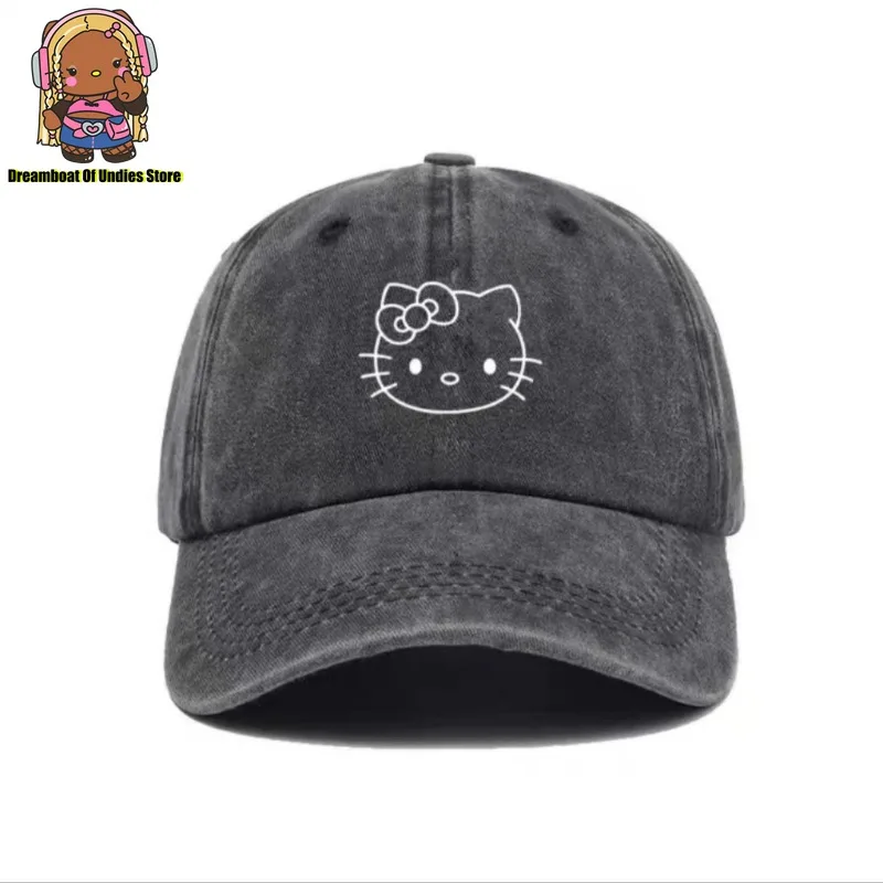 Hello Kitty Women Men Hat Old Hat Sun Cap Baseball Cap Sun Protection Cool Personality Outdoor Brooklyn Alphabet Baseball Cap