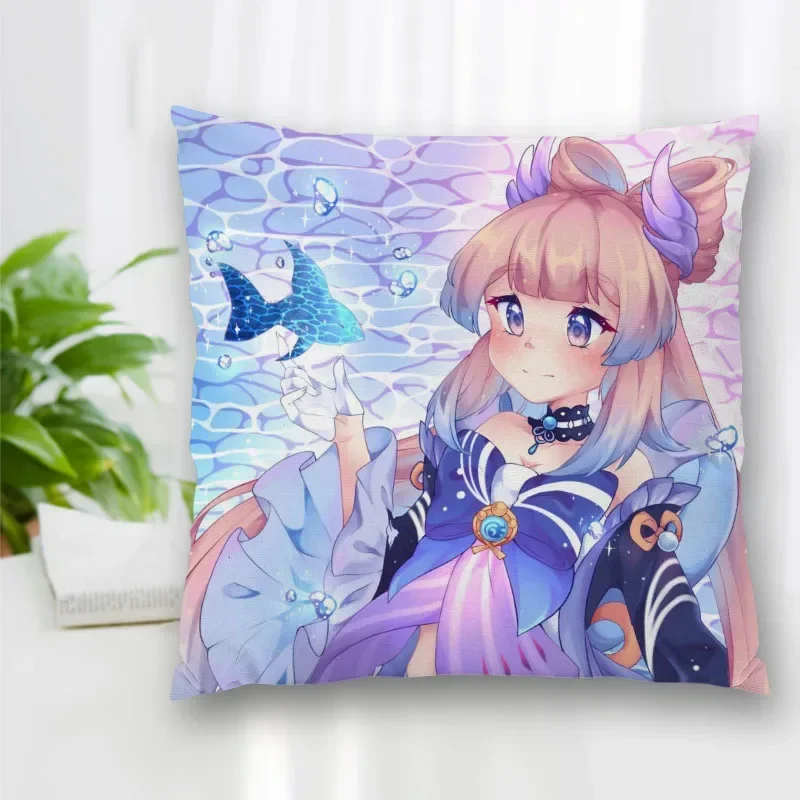 Kokomi genshin impact fanart pattern pillowcase custom zipper pillow cover sofa home car decoration