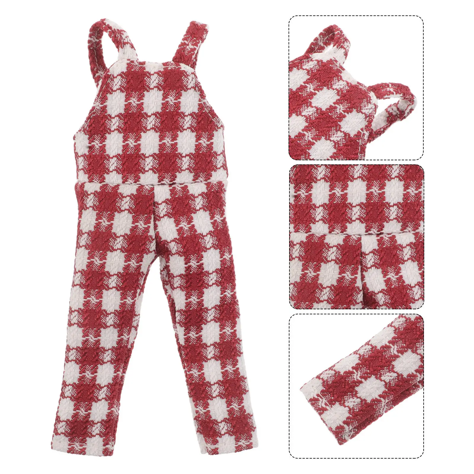 

Christmas Elf Clothes Red Checked Plaid Suspender Overalls Pants Winter Xmas Outfit Holiday Elf Overall Clothing Accessories