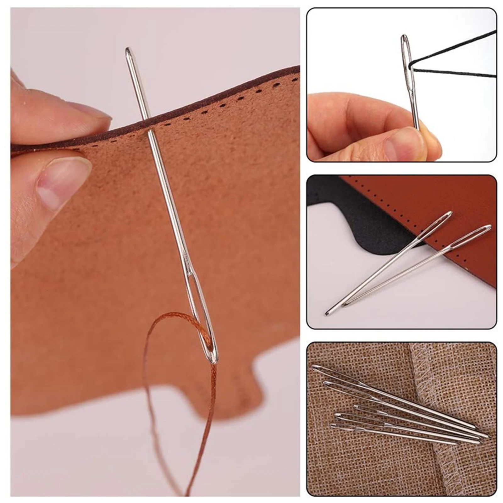 Large Eye Stitching Needles Sewing Needles Handmade Leather Needle Steel Yarn Knitting Needles Sewing Tool Set DIY Tool