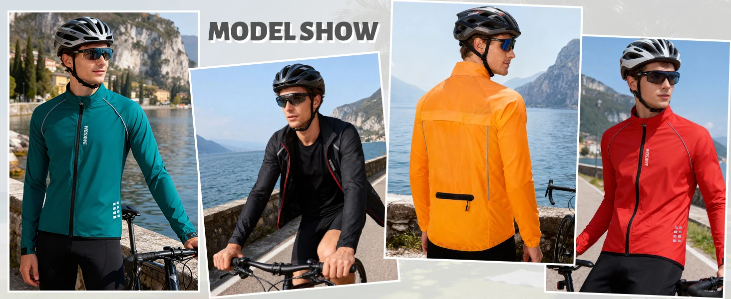 WOSAWE Herren Fahrrad-Windjacke Winddichte Wasserabweisende Mountainbike MTB-Bekleidung Reflektierende Lockere Fahrradjacke – Detail 5