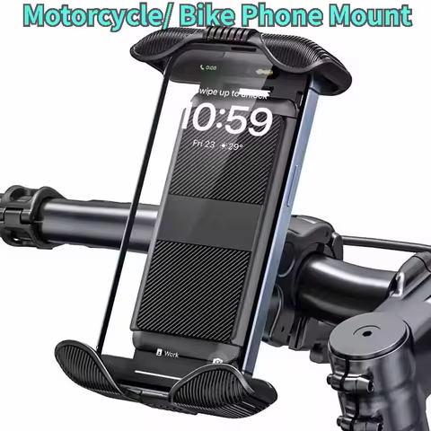 Motorcycle Phone Mount, Bike Phone Holder for Bicycle, Secure Motorcycle Handlebar Phone Mount with All Cell Phones