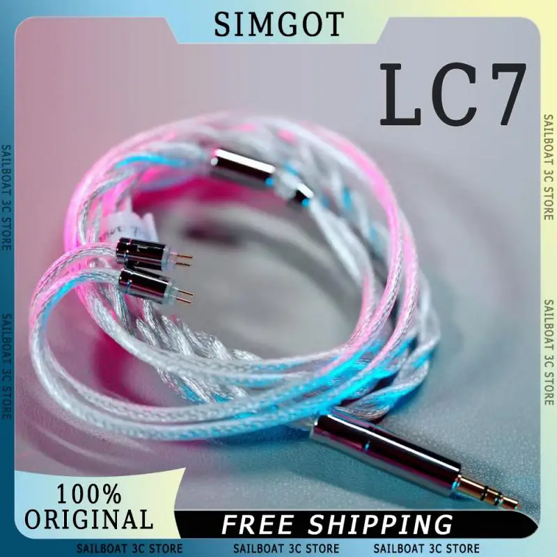 SIMGOT LC7 Headphone Cable Oxygen Free Copper Silver Plated Wire Mixed Weaving Custom 3.5mm 4.4mm Detachable Plug Upgrade Cable