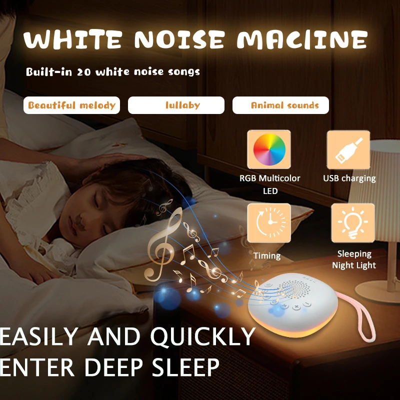 

Portable Baby White Noise Sleep Machine Built-In Soothing Sounds Sleep 4 Timer Therapy Sound Charging Design Sleep Aid Devicenew