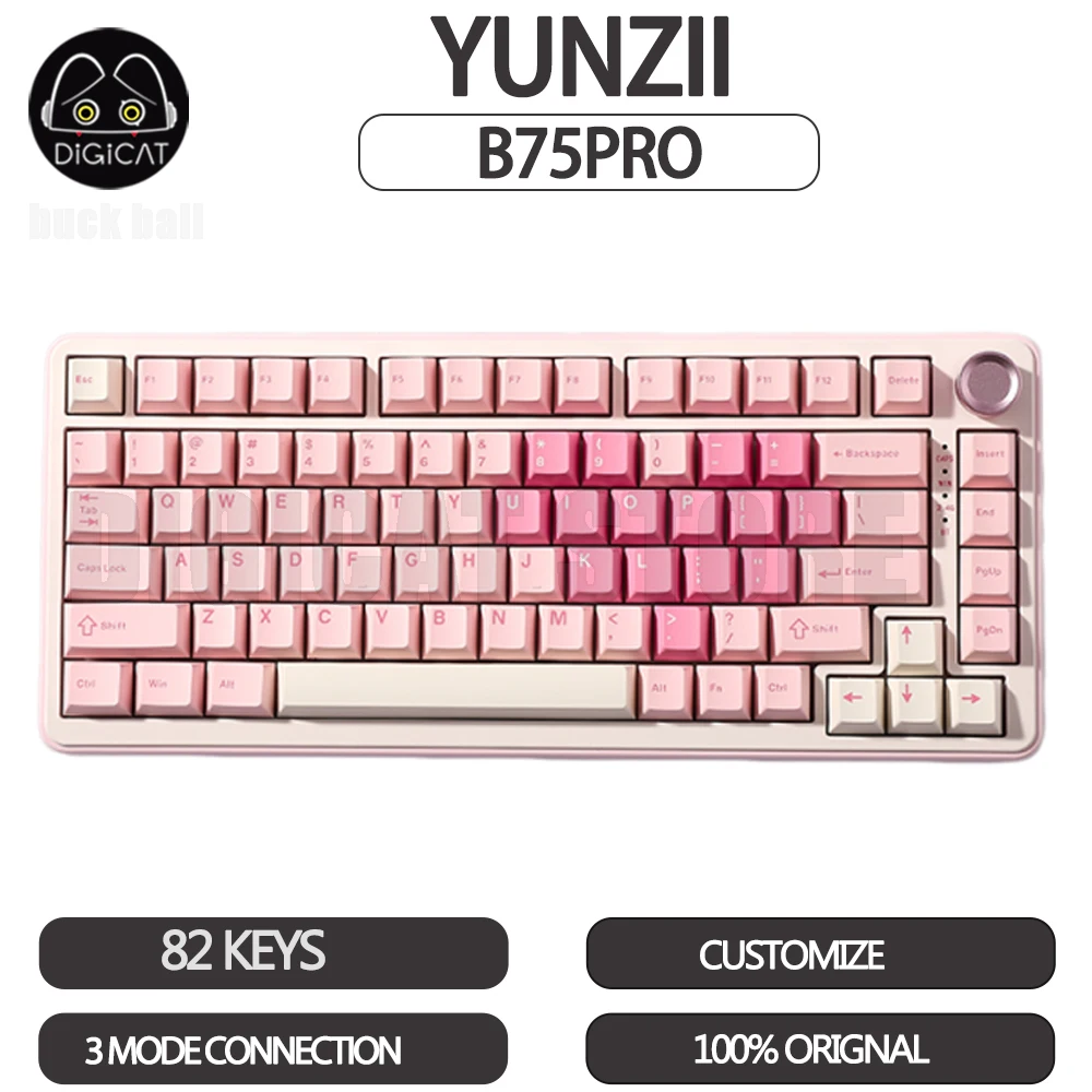 Yunzii B75pro Mechanical Keyboard 3Mode 2.4G/Bluetooth Wireless Keyboard Keynouo Customize Gaming Keyboards Pc Gamer Accessories