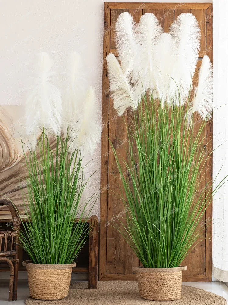 Reed Grass Artificial Flower Dogtail Grass Dried Flowers Bouquet Living Room Furnishings Window Decorative Ornament