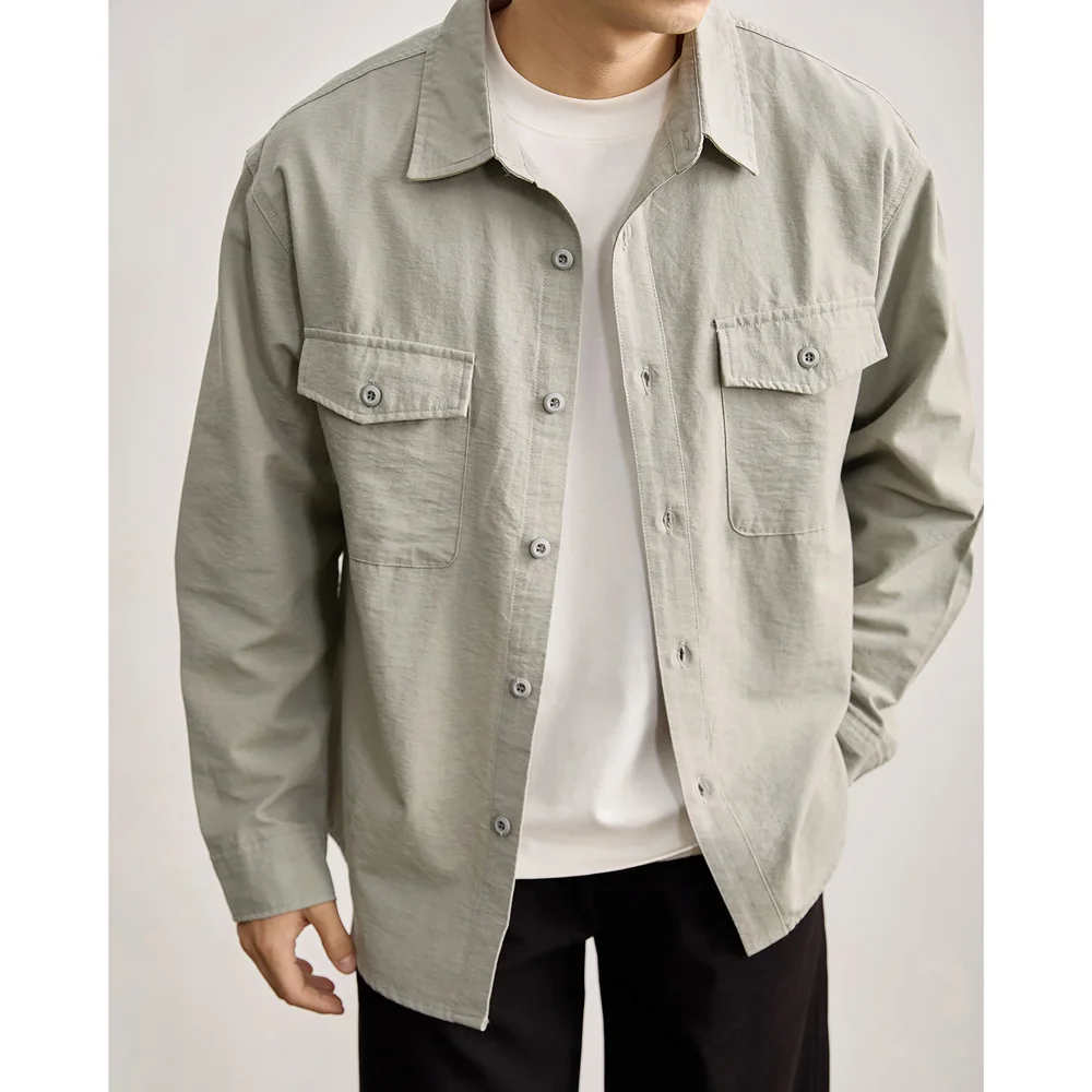 

Cityboy Casual Shirt Men Japanese Korean Streetwear Fashion Vintage Loose Long Sleeve Cargo Shirts Male Clothes