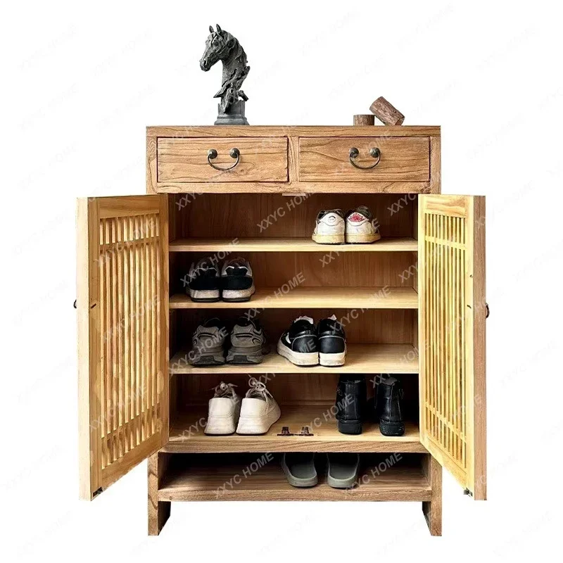 Solid wood storage living room entrance home storage Chinese retro side cabinet