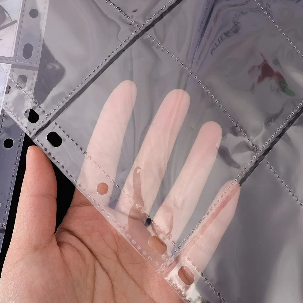 ضعف الجانب A4 حجم 9 جيب الموثق صفحات 11 حلقة التجارة الألعاب بطاقة الأكمام تخزين ألبوم حامل بطاقات التعريف الشخصية المعبود مجموعة الصور