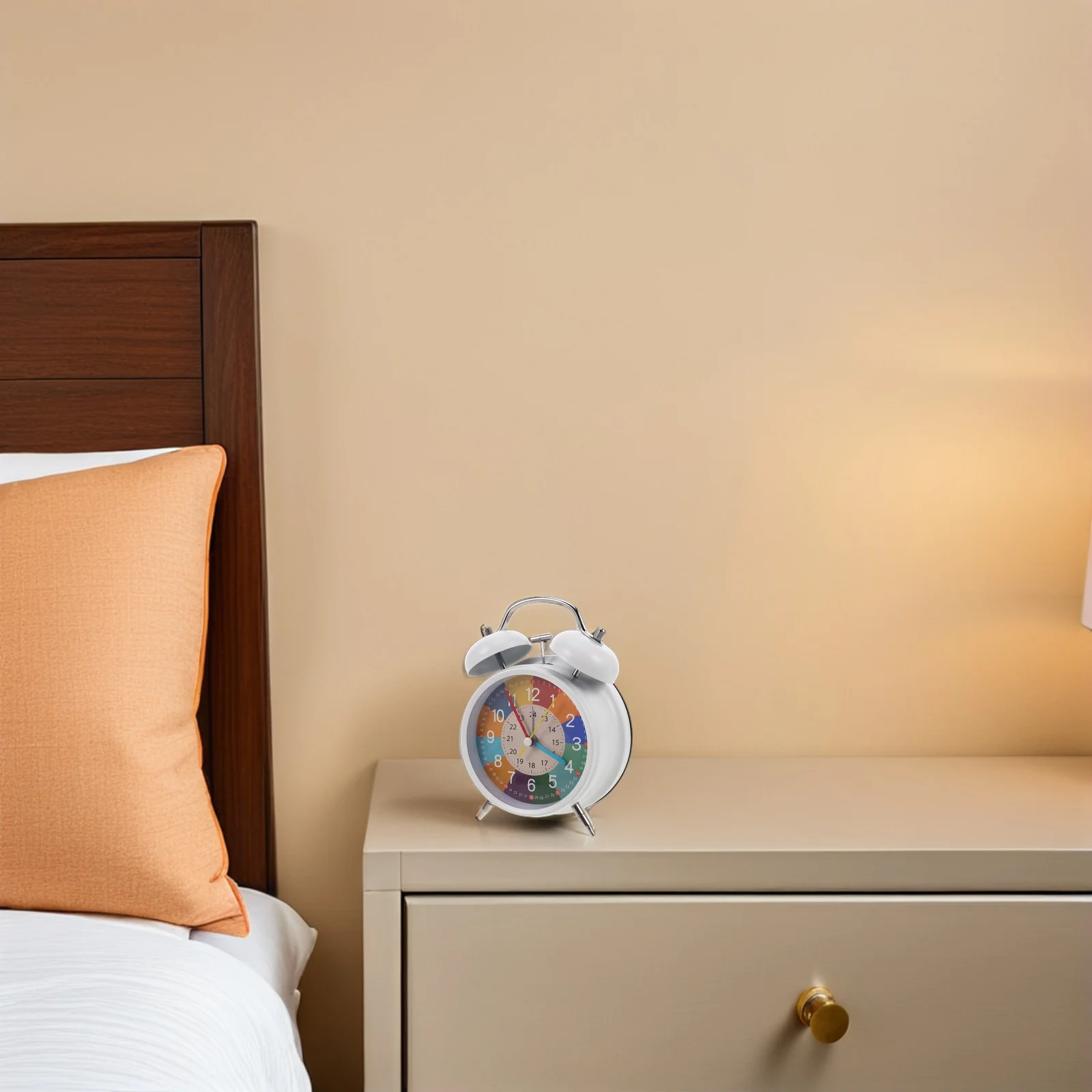 

Kids Alarm Clock Retro Metal Twin Bell Silent Operated Desktop Clock For Bedroom Nursery School Educational Time