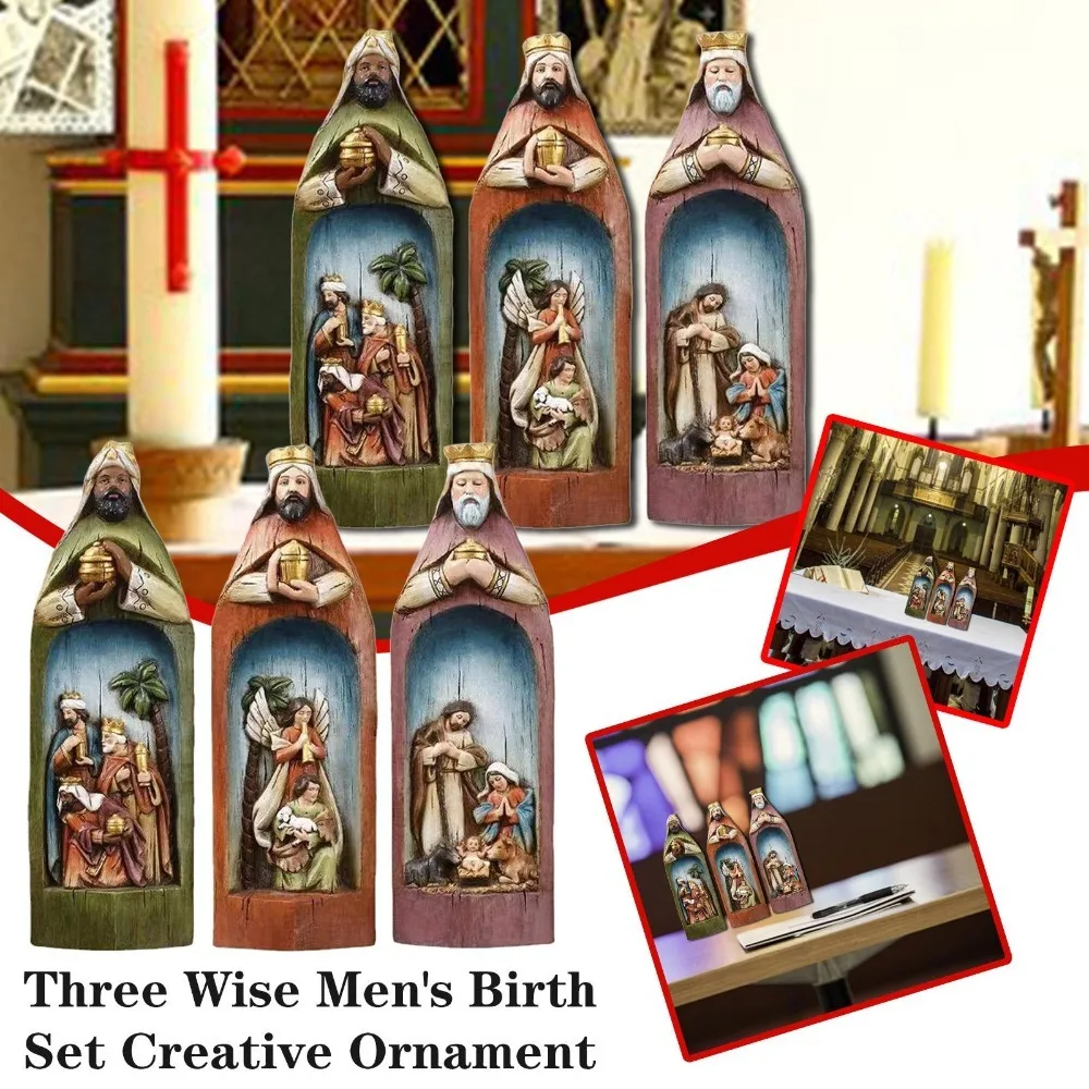 Three Wise Men Set Religious Nativity Living Room Fireplace Decoration Home Desktop Decor Ornament Gift Room Decor Home Decor