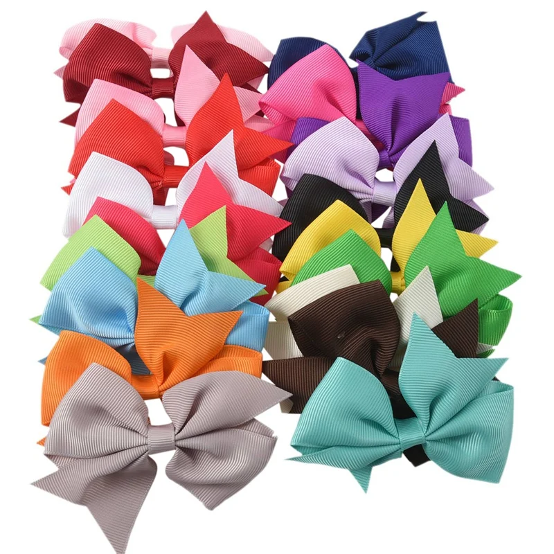 Lazos de pelo grandes para niña, diadema de grogrén con pinza de cocodrilo, Boutique, 20 piezas