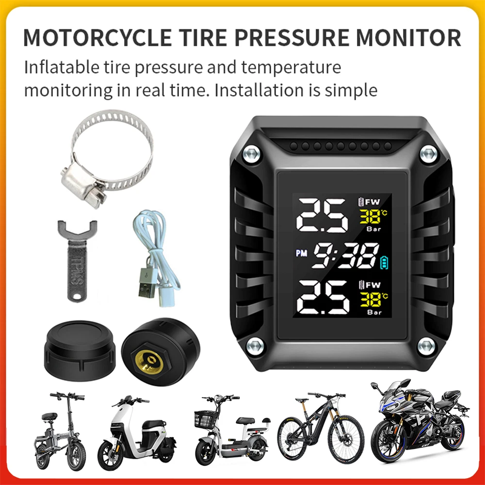مراقبة ضغط الإطارات في الوقت الحقيقي، بدء التشغيل الذكي المقاوم للماء، مناسبة للدراجات النارية والدراجات والمركبات الكهربائية