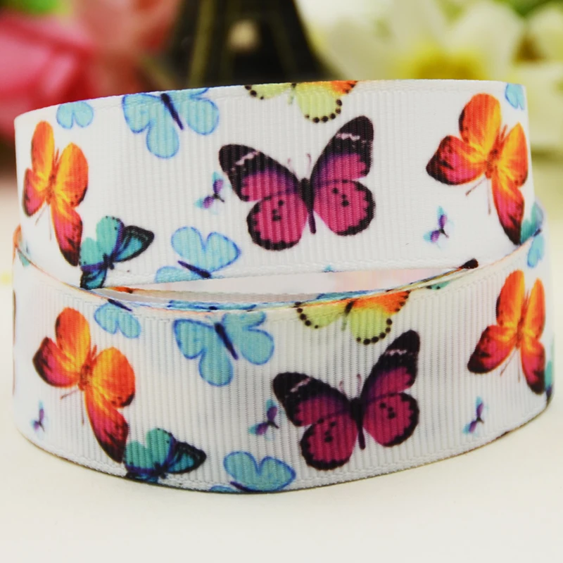 22mm 25mm 38mm 75mm butterfly cartoon printed Grosgrain Ribbon party decoration 10 Yards satin ribbons