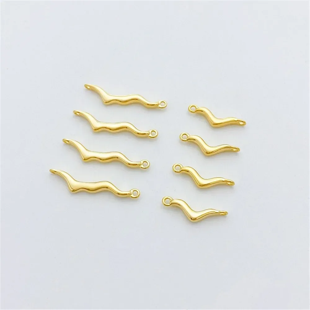 14K Gold Wrapped Smooth Irregular Branch Double Hanging Connection DIY Handmade Bracelet Necklace Earring Material Accessories