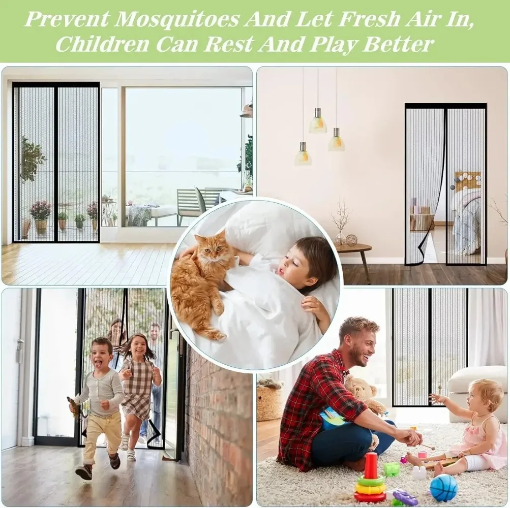 6size New No Punching Magnetic Screen Door Curtain Anti Mosquito Insect Fly Bug Automatic Closing Household Ventilation Door