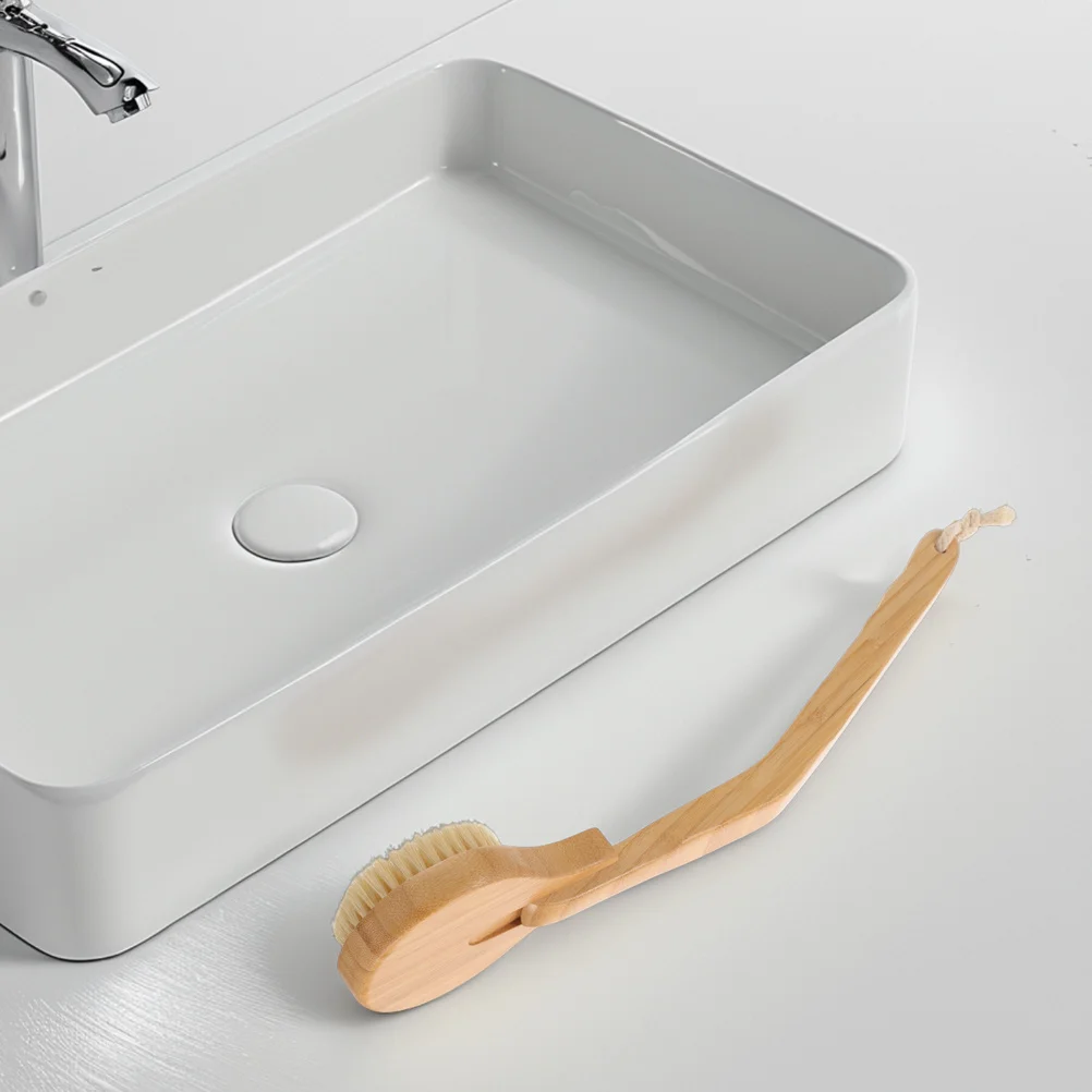 

2pcs Long Handle Bath Brush Wooden Body Scrubber For Wet Dry Exfoliating Back Cleaning Massage Durable Shower Tool Body Brush