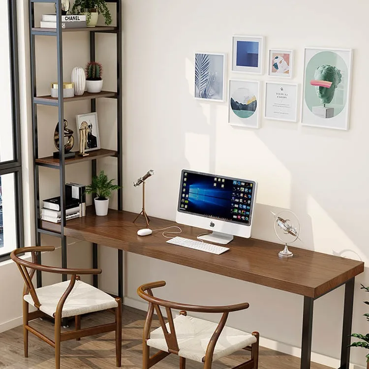 책장 통합 조합, 미니멀리스트 단단한 나무 학습 서예 테이블, 가정용 조명 럭셔리 모던