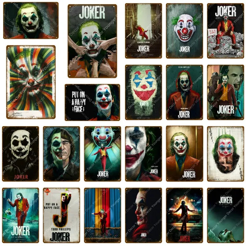 The Joker Put On A Happy Face Vintage Metal Poster  Classic DC Movie Wall Art for Bar Pub Cafe Home Decor YJ