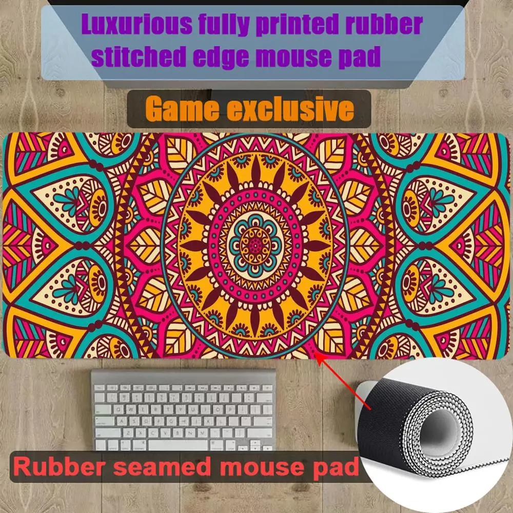 

Indian art wreath Mouse Pad Gamer Gaming Rubber Seamed Mouse Pad Accessories Desk Keyboard Pad Computer Laptop