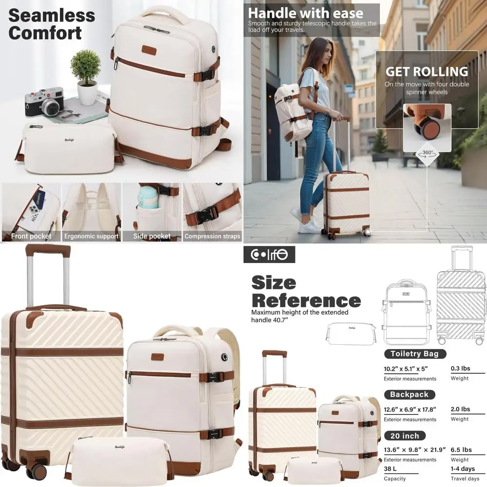 Compact Hardshell Spinner Suitcase with TSA Lock, Telescopic Handle for Carry-On Travel