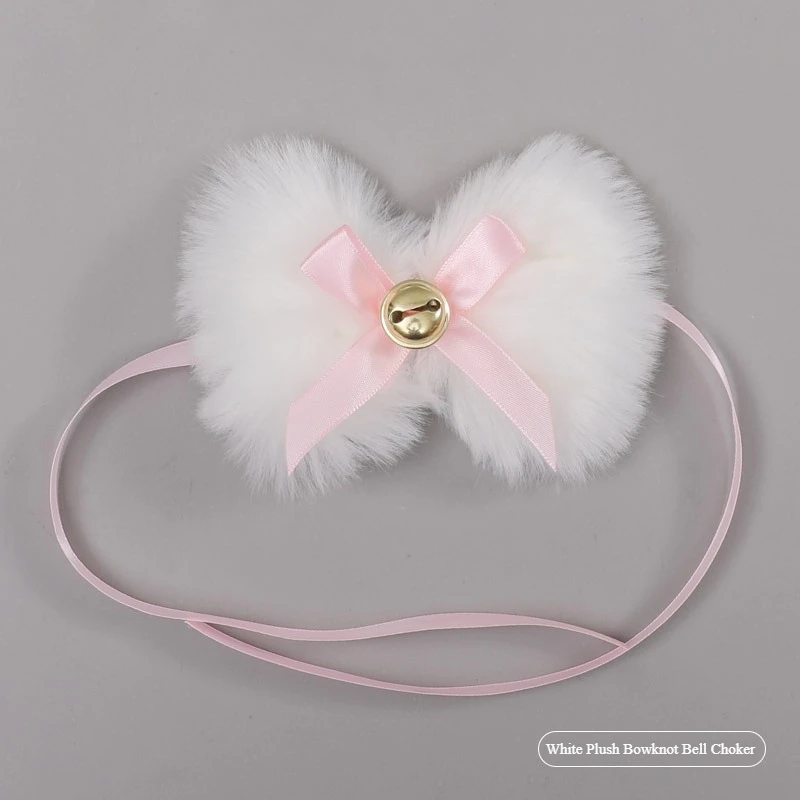 Lovely Lace Bowknot Bell Choker Fluffy Bow Tie with Bell Necklaces Kawaii Lolita Girl Sexy Neck Collar Cosplay Costume Accessory