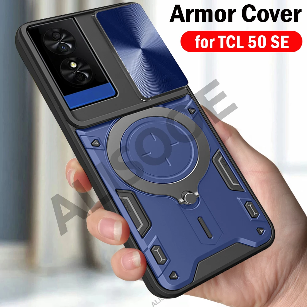 Armor Stand Funda for TCL 50 SE Case Slide Camera Holder Protection Cover for TCL 50 SE  Capa