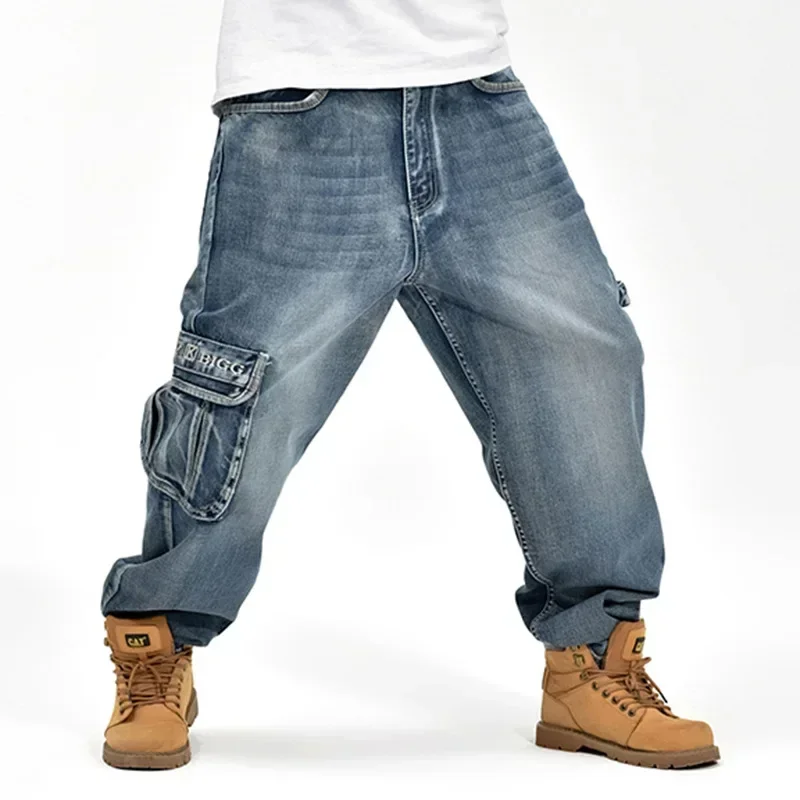 

Jeans for Men High Waist Multi Pocket Baggy Skateboard Pants 2024 Autumn Streetwear Hip Hop Denims Washed Ankle Length Trousers