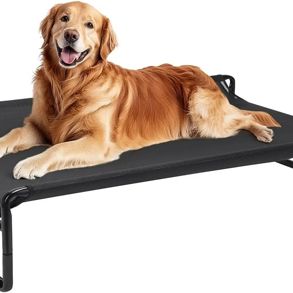 

Original Outdoor Elevated Dog Bed, Cooling Raised Dog Cot for Large Dogs, Portable Standing Pet Hammock Platform with Washable B