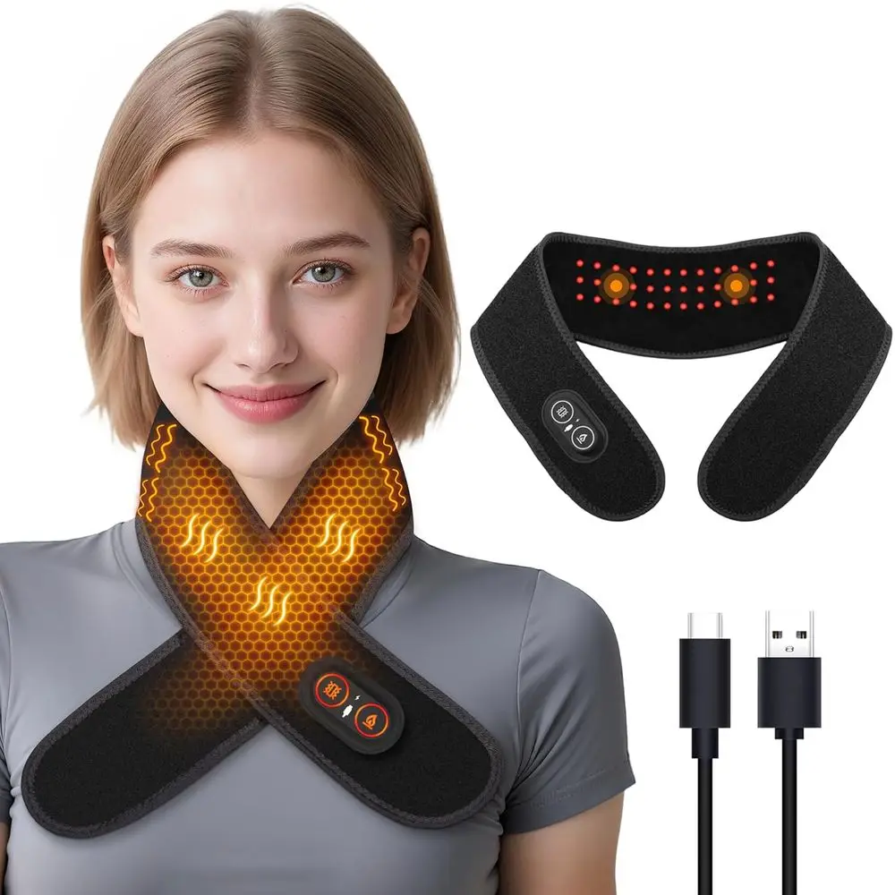 

Portable Neck Heating Massager with 3000mAh Battery, 3 Heat & Massage Modes for Pain Relief and Neck Support
