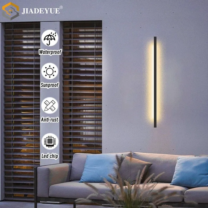 Tira LED moderna y minimalista para decoración de Exteriores, lámpara de pared para Patio, jardín, balcón, pasillo, iluminación de 85V y 265V